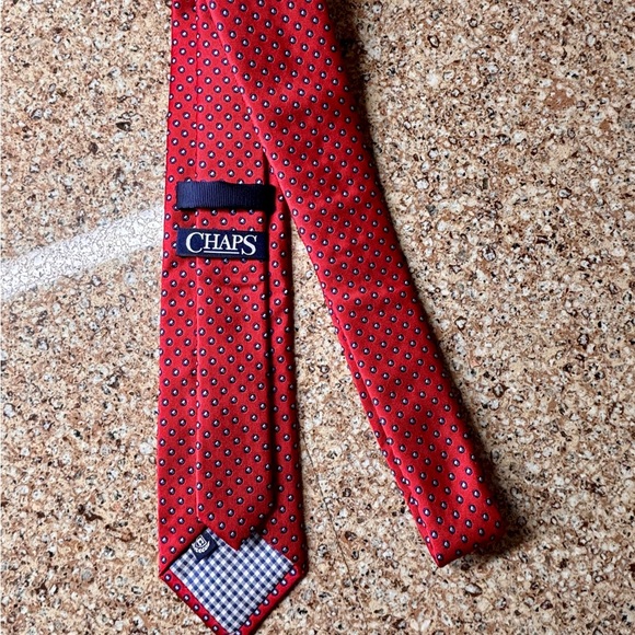 Chaps Ralph Lauren 100% silk men’s tie red - Picture 3 of 9